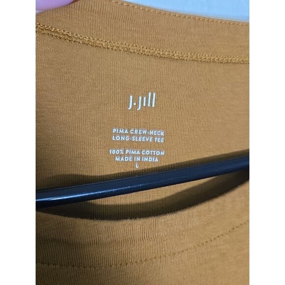 J Jill Tee Top Womens Large Pima Cotton Crew Neck Long Sleeve Golden Yellow - Picture 2 of 4